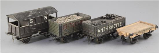 A Settle Lime open wagon with load, no.877, in grey, an AAC Anthracite open wagon with load, no. 1876, in black,